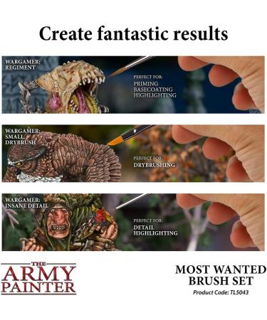 The Army Painter Most Wanted Brush Set - Miniature Small Paint Brushes for Acrylic, Watercolor, Oil Painting - Set of 3 Fine Detail and Drybrush Brushes - Buy Online on GoSupps.com