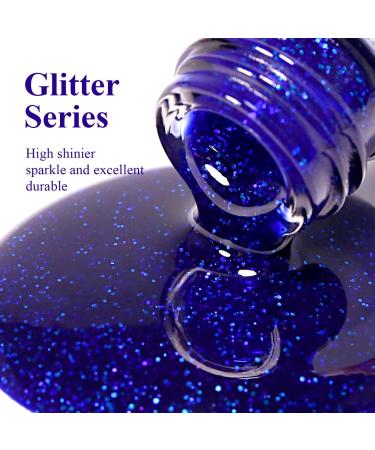 Imtiti Glitter Gel Nail Polish Deep Blue Iridescent Glitter Gel Polish Soak Off LED UV Diamond Shimmer Sparkle Nail Gel Polish Fall Winter Manicure Gel Nail Polish Kit 15ML - Buy Online on GoSupps.com