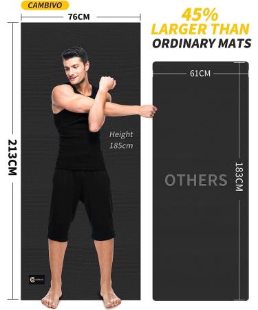 CAMBIVO Extra Long Yoga Mat for Women and Men - Non Slip Exercise Mat for Pilates, Fitness, Barefoot Workouts - 84 x 30 x 1/4 - Home Gym Studio - Black - Buy Online on GoSupps.com