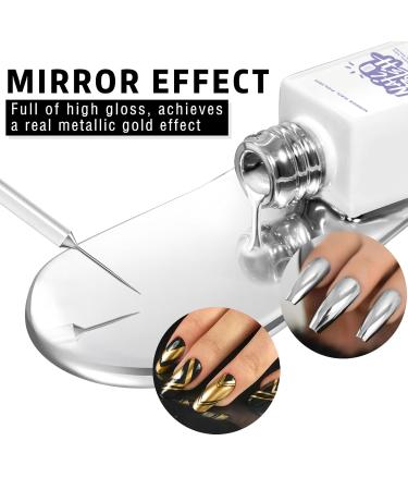 Metallic Mirror Painting Nail Polish - 2x12ml Silver & Gold - Chrome Effect Striper Gel with Brush for DIY Nail Art Manicure - Buy Online on GoSupps.com