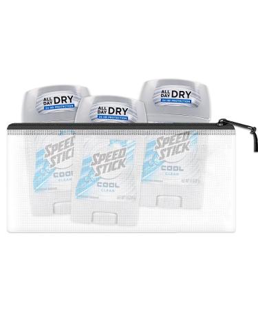 Speed Stick Cool Clean Antiperspirant Deodorant for Men Travel Pack - 3 Pack Cool Clean Deodorant Travel Size 1.8 Oz Bundle with Bag | Travel Size Deodorant Men - Buy Online on GoSupps.com