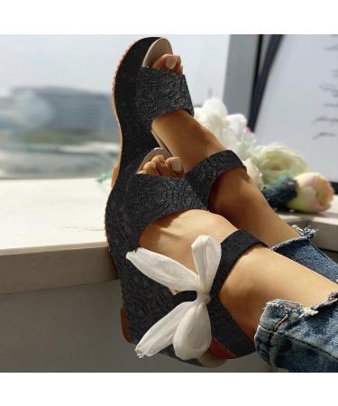Gufesf 2022 Platform Sandals for Women - Sexy Polka Dot Wedge Sandals, Open Toe High Heel Shoes in Black - Size 8 - Buy Online on GoSupps.com