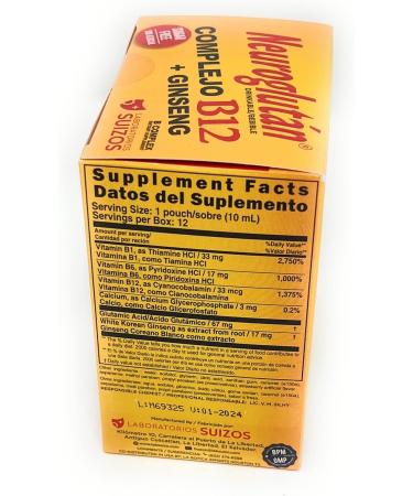Neuroglutan B Complex Dietary Supplement I Sugar Free I 12 Pouches - 4 Fl Oz - Buy Online on GoSupps.com
