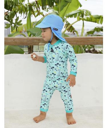 weVSwe Baby Toddler Sun Hat UPF 50+ Swim Cap with Flap Neck Protection and Adjustable Chin Straps in Blue - Size 0-6 Months - Buy Online on GoSupps.com