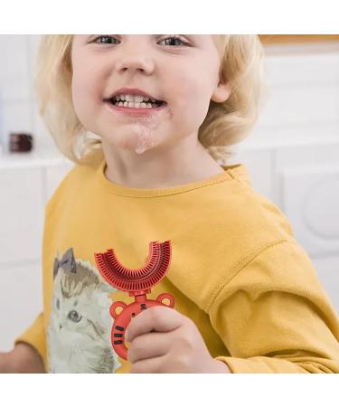 Beedozo U-Shaped Children's Toothbrush - Cartoon Tiger Design Soft Silicone 360-Degree Training Brush for Kids - Buy Online on GoSupps.com