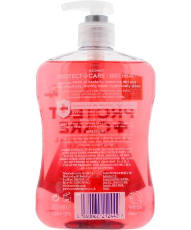 Astonish Protect & Care Moisturising Anti-Bacterial Hand Wash Soap Berry Fields 650ml - Gentle on Skin - Buy Online on GoSupps.com