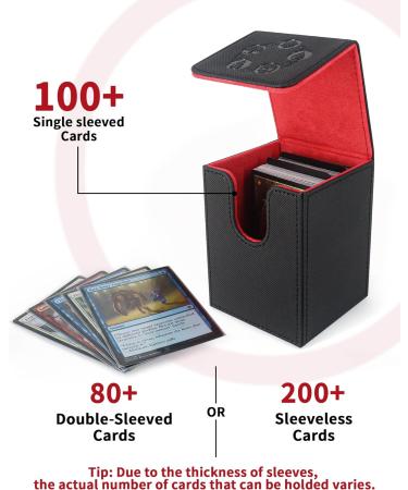 ZLCA Card Deck Box - Fits 100+ Single Sleeved MTG Cards - PU Leather - Strong Magnet - Black & Red - Buy Online on GoSupps.com