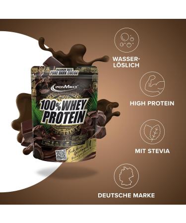 Ironmaxx 100% Whey Protein Powder - Pure Dark Cocoa 500g | Water-Soluble Low Sugar Protein | Variety of Flavors Available - Buy Internationally! - Buy Online on GoSupps.com