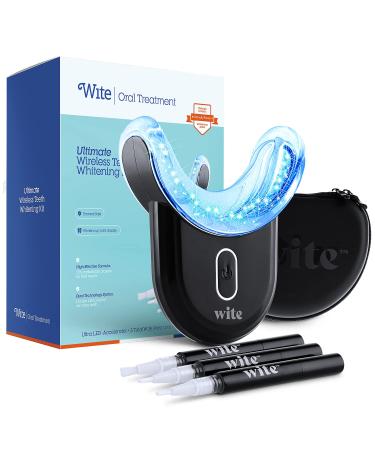 Wite Teeth Whitening Kit with LED Light  Tooth Whitening Blue and Red Light to Reduce Sensitivity. Special for Sensitve Teeth with Travel Bag  Waterproof  Rechargeable  3 Big Gel Pens 2ml