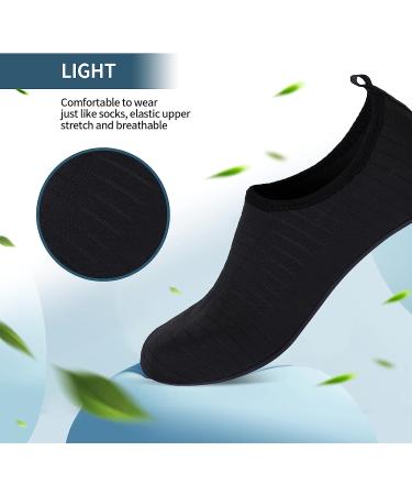 BowenBo Barefoot Water Sports Aqua Socks | Women's 7.5-8.5 Men's 6-7 | Black - Buy Online on GoSupps.com
