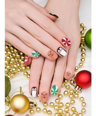 12 Sheets Christmas Nail Stickers Wraps EBANKU Adhesive Full Nail Wraps Santa Claus Snowflake Elk Design Nail Art Decals Strips with 1 Piece Nail Files for Women Girl Christmas Nail Decoration - Buy Online on GoSupps.com