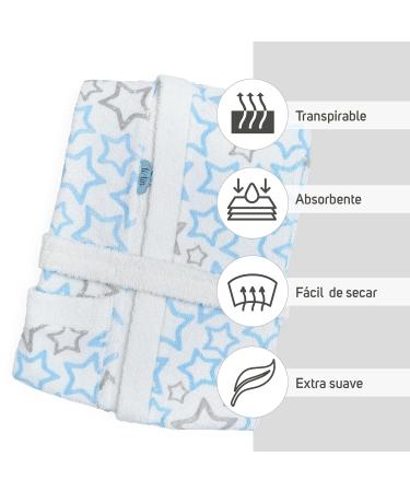 Buy Ti Tin Ferry Children's Bathrobe - 100% Cotton Blue with Star Print | Ideal for Ages 5-6 (105-116 cm) - Perfect for International Shipping - Buy Online on GoSupps.com