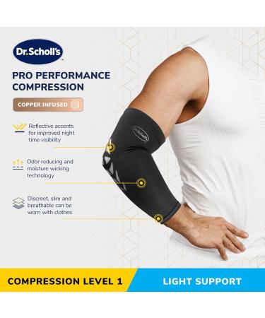 Dr. Scholl's Compression Elbow Sleeve for Pain Relief - Breathable Copper Infused Fabric (S/M) - All-Day Support for International Shipping - Buy Online on GoSupps.com