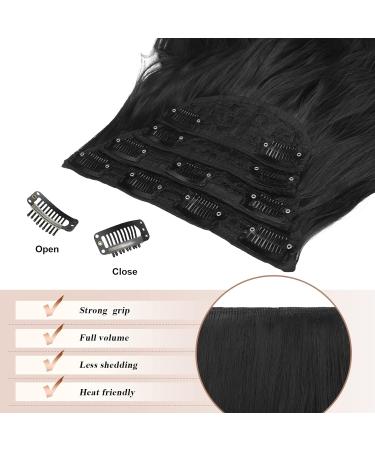 Feshfen Clip-In Extensions - 4PCs 50cm Black Wavy Synthetic Hair Extensions for Women - 180g Full Head Hair with Clips - Buy Online on GoSupps.com