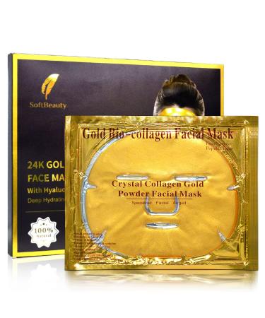 AM99 Gold Collagen Facial Masks - Vegan 24k Gold Treatment for Anti-Aging & Moisturizing - 5pc - Buy Online on GoSupps.com