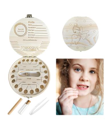 Naoketent 1 PCs tooth box with name tooth box milk teeth girls to put up wood milk tooth cup girls for maintaining and presentation of milk teeth milk tooth box (Feznzahnjah)