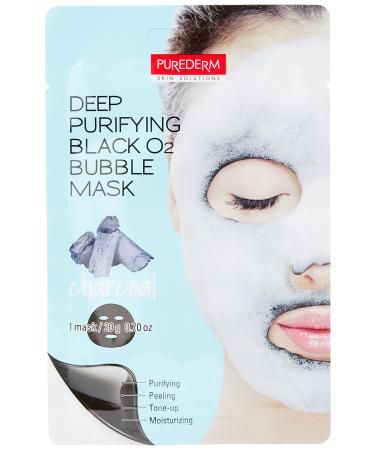 Purederm Charcoal Facial Mask Skin Care (10 Pack) - Bubble Face Sheet Mask for Moisturizing and Hydrating - Rich Collagen and Botanical Extracts Soothe and Illuminate Your Skin Charcoal 10 Count (Pack of 1)