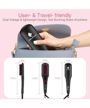MiroPure Hair Straightening Brush - 2 in 1 Ionic Straightener Comb with MCH Heating, 16 Settings - Dual Voltage - Buy Online on GoSupps.com