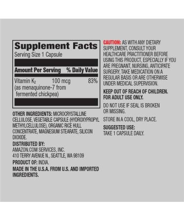 Amazon Elements Vitamin K2 (100 mcg 65 Capsules 2 Month Supply) and Amazon Elements B Complex (High Potency 83% Whole Food Cultured 65 Capsules 2 Month Supply) - Buy Online on GoSupps.com