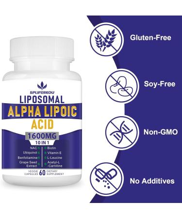 Liposomal Alpha Lipoic Acid 1600mg - Antioxidant Health Supplement for Energy & Metabolism | Gluten Free & Non-GMO - 180 Capsules - Buy Online on GoSupps.com