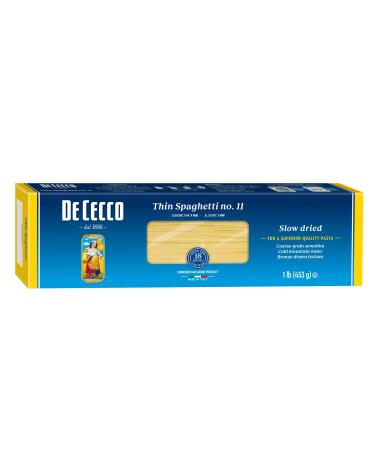 De Cecco Semolina Pasta, Thin Spaghetti No.11, 1 Pound (Pack of 5) Thin Spaghetti - 5 Pack