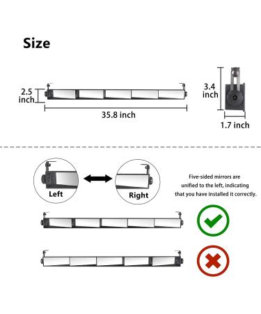 10L0L Universal Golf Cart 5 Panel Mirror - Wide Angle Rear View Mirror for EZGO, Club Car, Car, SUV, Van, Truck - Buy Online on GoSupps.com