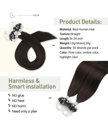 Real Hair Microring Extensions - Brown Cold Fusion #2 Remy Hair 50g 45cm - Moresoo - Buy Online on GoSupps.com