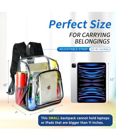 Mildbeer Clear Stadium Backpack with Bottle Holder - 12x12x6 PVC Plastic See Thru Bag for Work, Concerts, and Festivals - Black - Buy Online on GoSupps.com