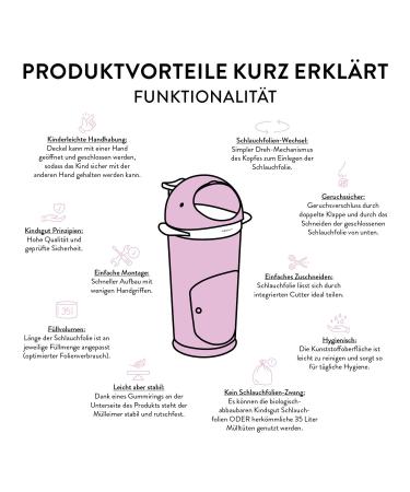 Kindsgut Windeleimer Wal Zartrosa | Odor-Tight Diaper Bin with Refill Film | Eco-Friendly Easy to Clean Beautiful Whale Design - Buy Online on GoSupps.com