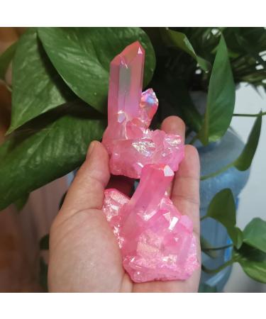 Reiki Crystal 1pcs 200g Electroplated PinkCrystal Quartz Cluster Art Decoration Specimen Jewelry Making Stone Home Decoration Can be Used for Crystal Cluster (Size : 130-160g) - Buy Online on GoSupps.com