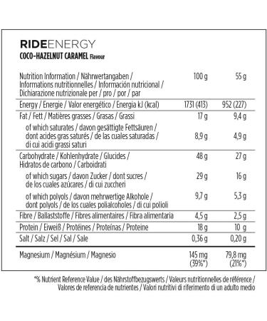 Powerbar Ride Energy Coco-Hazelnut Caramel 18x55g Carbohydrate Protein Bar with Magnesium - Buy Online on GoSupps.com