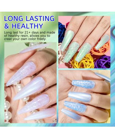 Mizhse Gel Nail Polish Set - 6 Pearl Effect Colors | White Shimmer UV Gel | 10ml UV/LED Soak Off Nail Polish - Buy Online on GoSupps.com