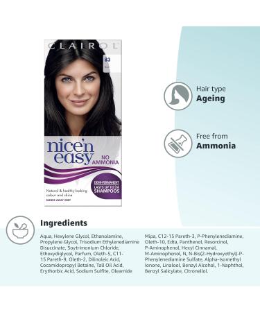 Clairol Nice'n Easy No Ammonia Hair Dye 83 Natural Black - 1 Count Pack | Ammonia-Free Hair Color - Buy Online on GoSupps.com