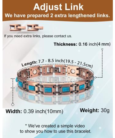 EnerCoppeX Copper Magnetic Bracelet for Women - Turquoise Jewelry with 3500 Gauss Magnet (COB-0168) - Buy Online on GoSupps.com