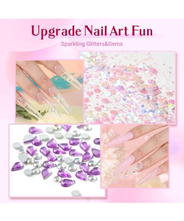 Modelones Poly Nail Gel Kit (15ML) Starter with U V Light 6W LED Nail Dryer Lamp 2 Colors Clear & Pink Gel Nail Extension Tips Kit with Top and Base Coat Natural Skin Tone Essential Manicure Tool - Buy Online on GoSupps.com