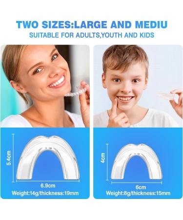 Mouth Protection for Teeth Grinding - 4 Anti-Snoring Rails in 2 Sizes | Premium Transparent Bruxism Solution - Buy Online on GoSupps.com