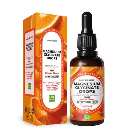 NutraPep Liquid Magnesium Glycinate Drops Supplement - 500mg Cortisol Complex with L-Theanine Ashwagandha Vitamin B6 Chamomile - Wellness Sleep Stress Mood Support for Adults Men Women