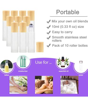 Yalbdopo Frosted Clear Roller Bottles for Essential Oils - 10pcs Refillable with Stainless Steel Roller Balls & Lids - Best Quality | International Shipping - Buy Online on GoSupps.com