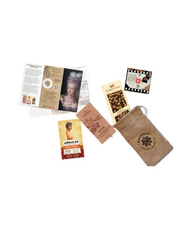 Handmade Christmas chocolate box - 3 handmade dark chocolate bars (Caramelized hazelnuts - Cinnamon - Orange & Cranberries) – Video tasting workshop - booklet on chocolate history