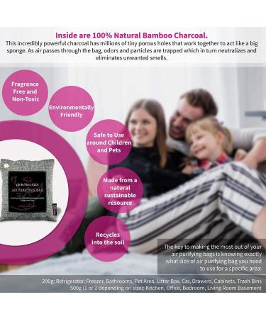 Nature Fresh Moso Bamboo Charcoal Air Purifying Bag - Odor Eliminator for Home & Car - Kid & Pet Friendly - Activated Charcoal by Pink Rhino Labs - Buy Online on GoSupps.com