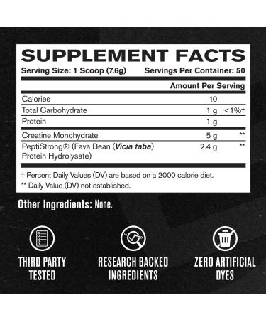 Jacked Factory Creatine + Peptides - Creatine Monohydrate and PeptiStrong Peptides for Muscle Growth and Reduced Muscle Breakdown - Unflavored - 50 Servings - Buy Online on GoSupps.com