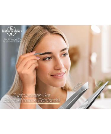 Premium Stainless Steel Hair Tweezers Set - Slanted & Pointed for Precision Grooming | International Shipping Available - Buy Online on GoSupps.com