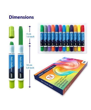 QBIX Hair Chalk for Kids | Non-Toxic Washable Temporary Hair Color | 12 Vibrant Shades for Dark & Light Hair - Buy Online on GoSupps.com