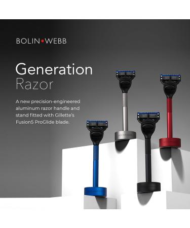 Bolin Webb Razor & Stand - Blue | Gillette Fusion5 Blade - Premium Shaving Experience Worldwide - Buy Online on GoSupps.com