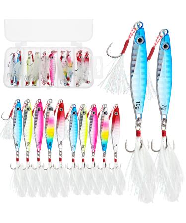 Fishing Jigs Metal Fishing Spoons Lures, Blade Bait Spinner Long Casting Jigging Spoon Lure Vertical Hard VIB Swimbait for Walleye Bass Trout Freshwater & Saltwater A-10pcs 0.25oz & 0.35oz