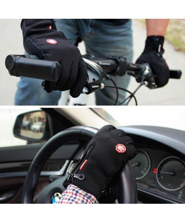 Outdoor Winter Touchscreen Warm Gloves  Water Resistant Windproof Anti-Slip Sports Gloves for Cycling Driving Running Hiking Climbing Skiing Sports  Adjustable Size for Men&Women Black Large - Buy Online on GoSupps.com