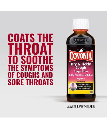 Covonia Dry & Tickly Cough Sugar Free Oral Solution 150ml - Soothing Relief for Dry Coughs and Sore Throats - Buy Online on GoSupps.com