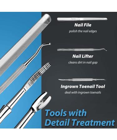 Wanmat Toe Nail Clipper Set - Professional Podiatrist Toenail Nippers for Thick Nails, Surgical Stainless Steel, Soft Grip Handle (4PCS) - Buy Online on GoSupps.com