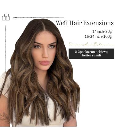 Vivien Brown Treat Real Hair Extensions - Remy Balayage 50cm | 100g Tress Extensions in Brunette to Chestnut Brown & Golden Brown #2/6/18 - Buy Online on GoSupps.com