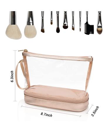 Rose Gold Clear Makeup Organizer Bag | Portable Travel Cosmetic Pouch for Women | Small Clear Makeup Bag for Purse and Pencils - Buy Online on GoSupps.com